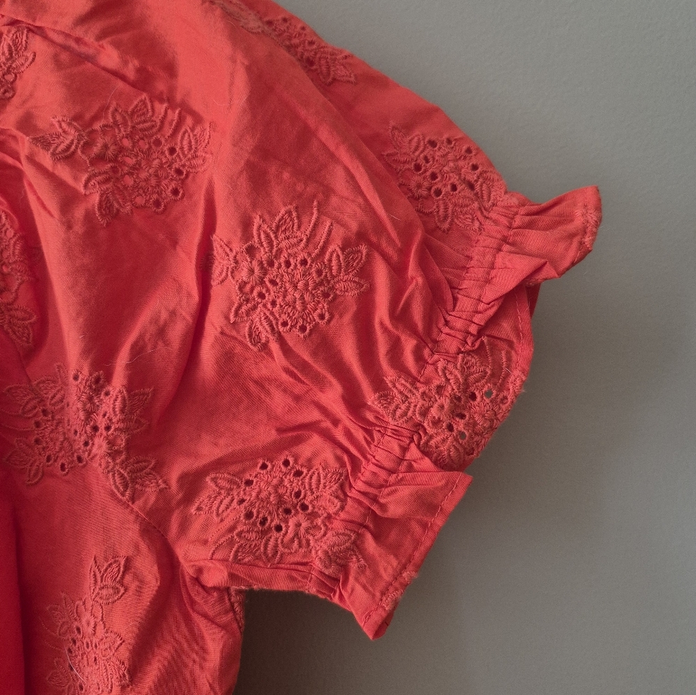 NWT J. Crew Red Tie Front Blouse - Picture 2 of 7